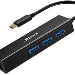Choetech USB HUB Type C 3 Port + Gigabit Ethernet Adapter RJ45 – HUB-U02BK