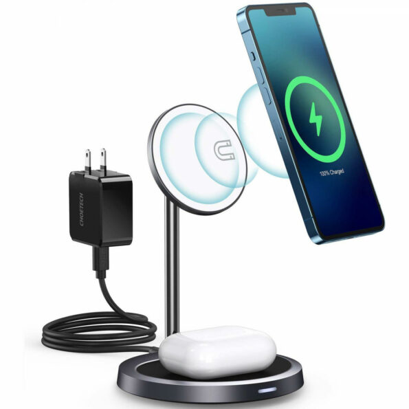 MagSafe IPhone Magnetic Wireless Charger Stand 2 In 1 Fast Charing Stand Dock