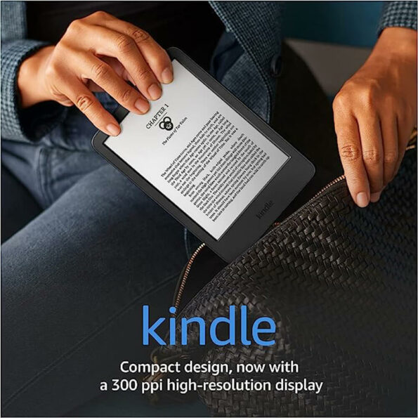 All-new Kindle (2022 release) – The lightest and most compact Kindle, now with a 6” 300 ppi high-resolution display, and 2x the storage - Black