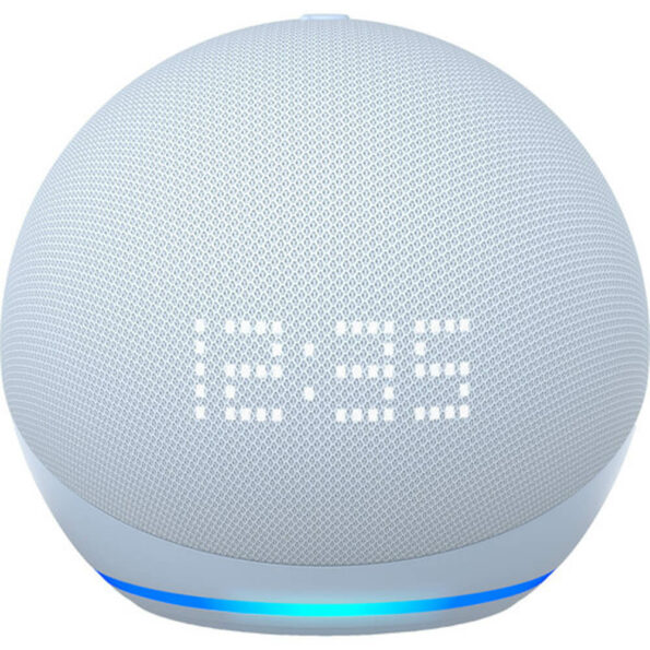 Echo Dot (5th Gen) with Clock | Cloud Blue with Kasa Smart Plug Mini