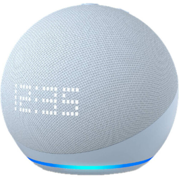 Echo Dot (5th Gen) with Clock | Cloud Blue with Kasa Smart Plug Mini
